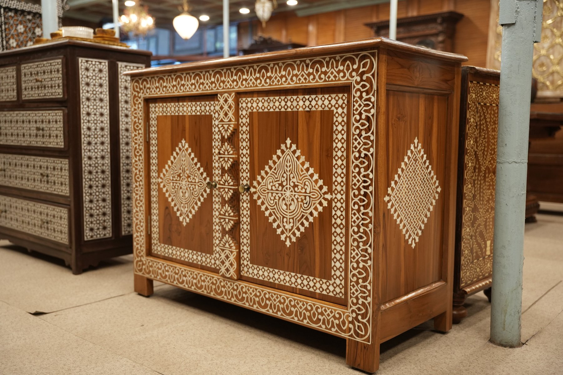 Teakwood Qutabi Inlay Sideboard view 2