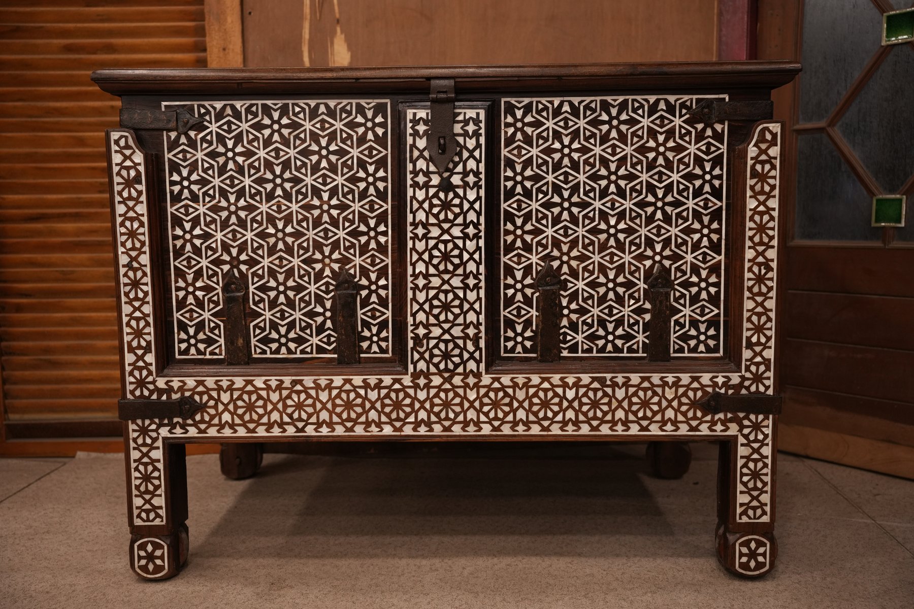 Geometric Inlay Wooden Chest view 3