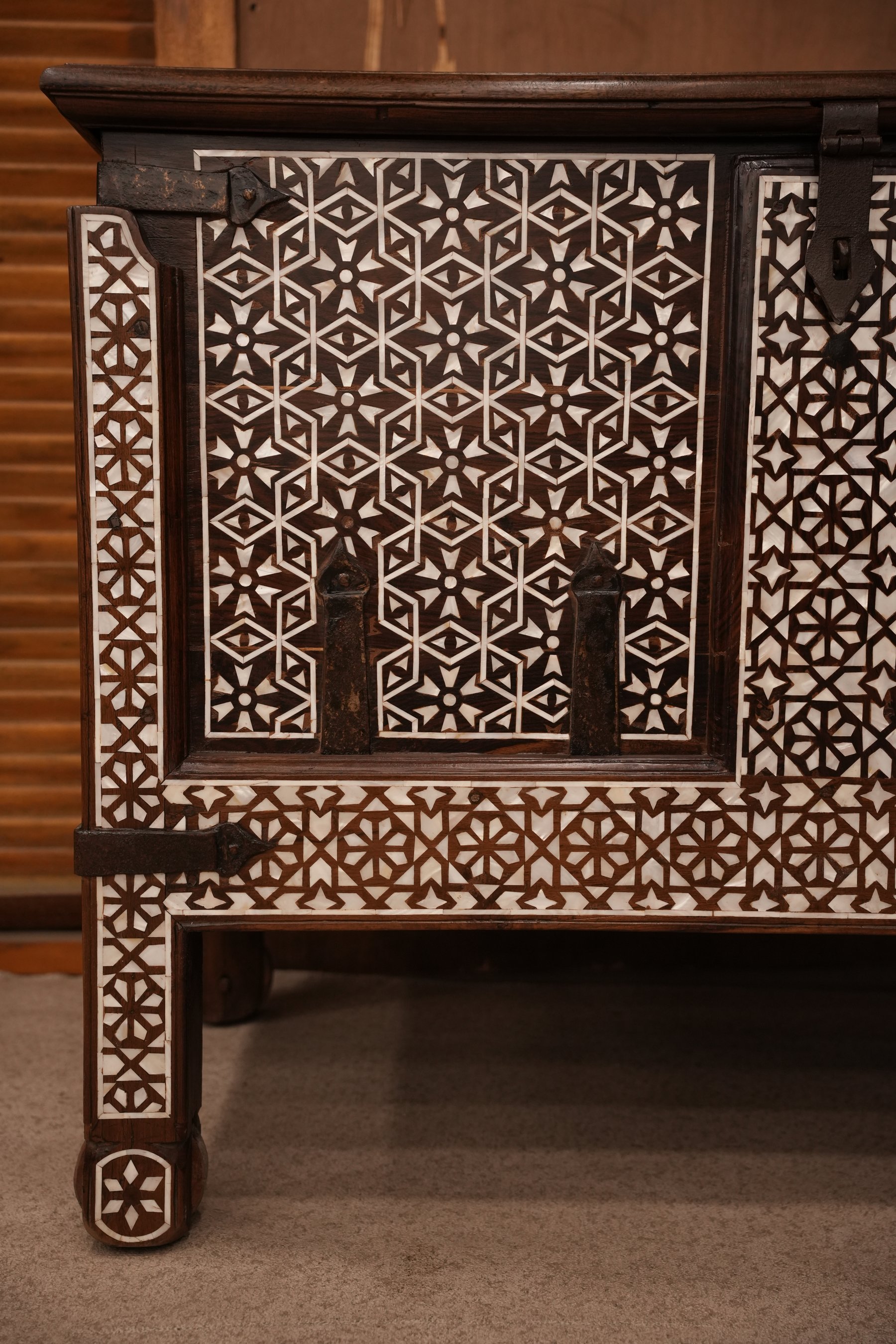 Geometric Inlay Wooden Chest view 2