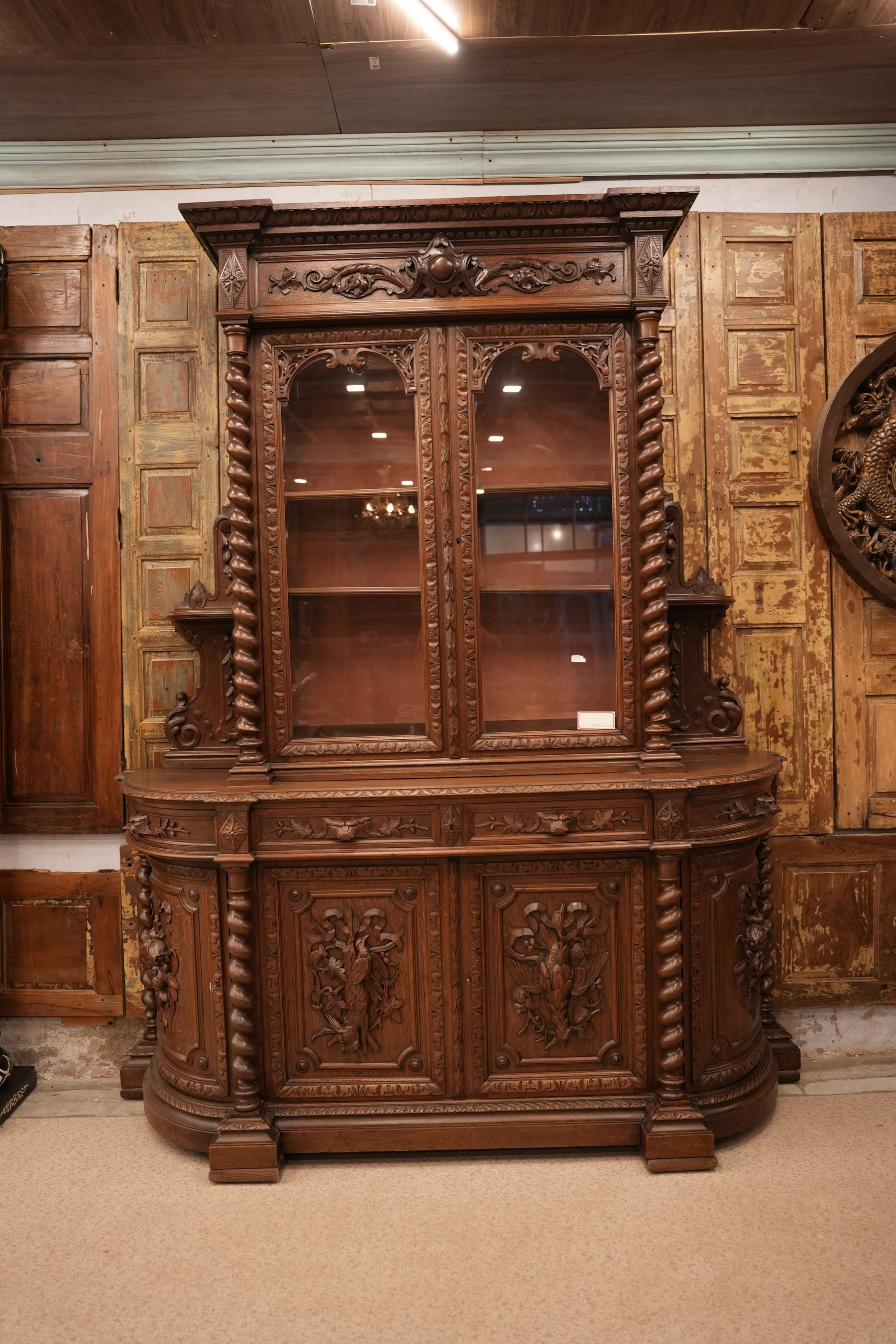 French Renaissance Revival Oak Cabinet view 5
