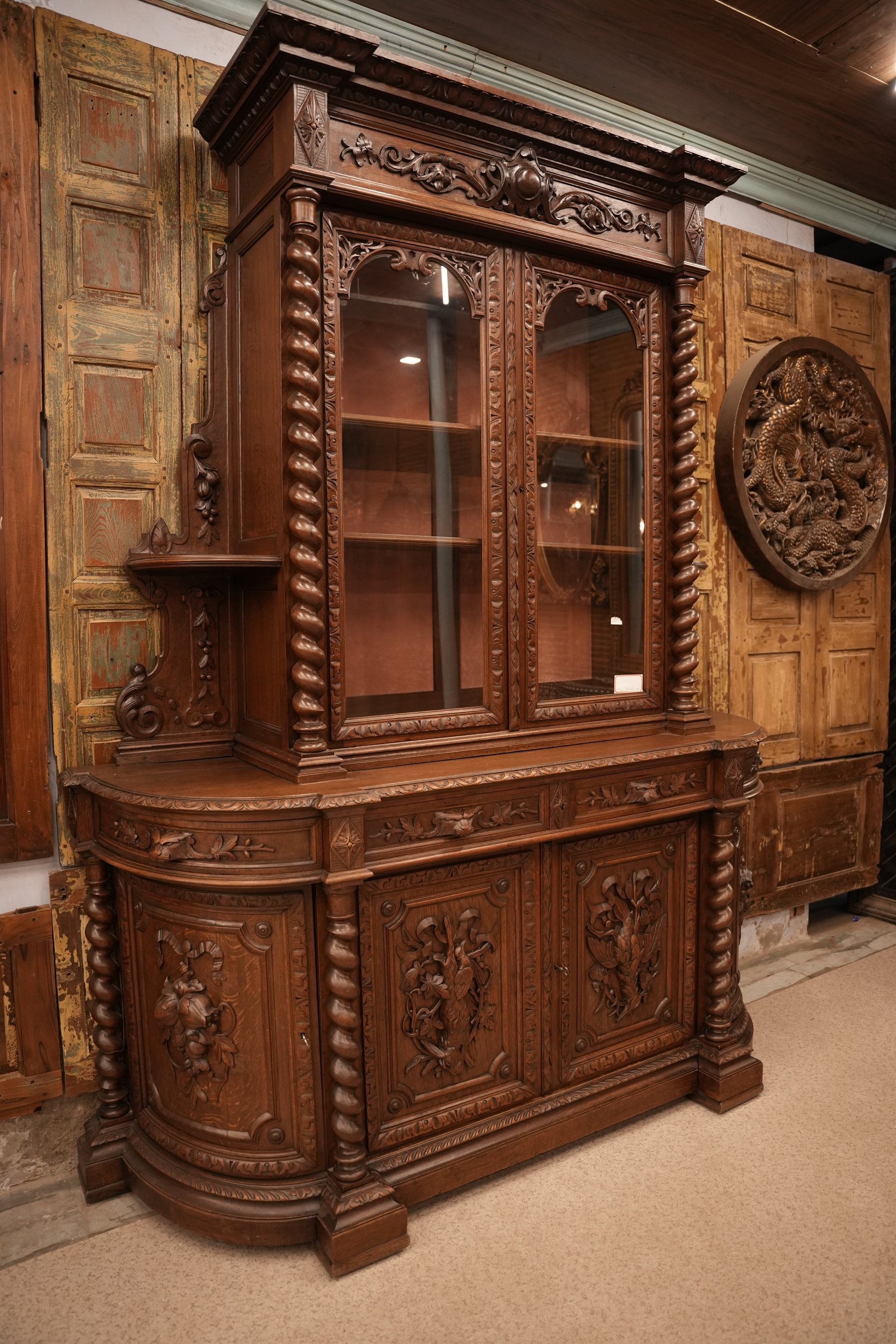 French Renaissance Revival Oak Cabinet view 4