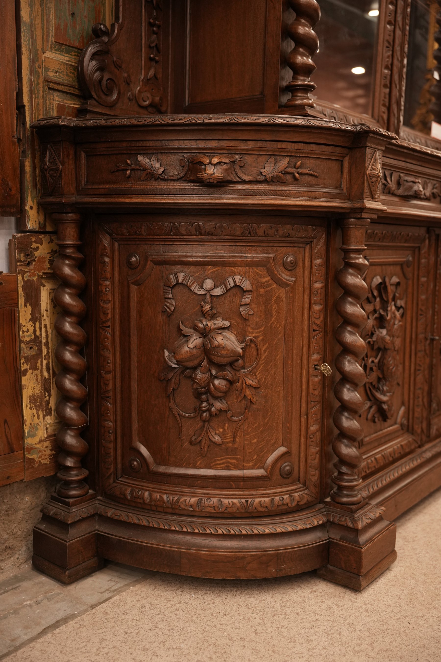 French Renaissance Revival Oak Cabinet view 2