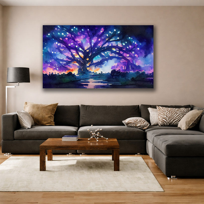 Tranquil Mountain Lake Sunset Canvas
