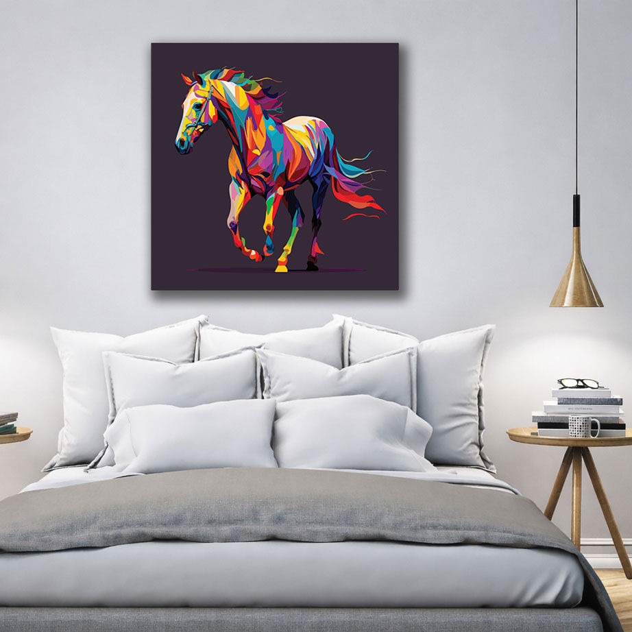 Dynamic Rearing Horse Framed Canvas