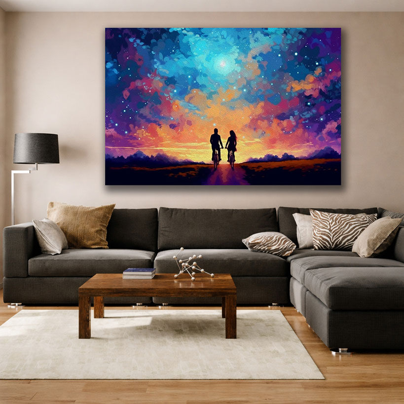 Vibrant Romantic Stroll Canvas Wall Art