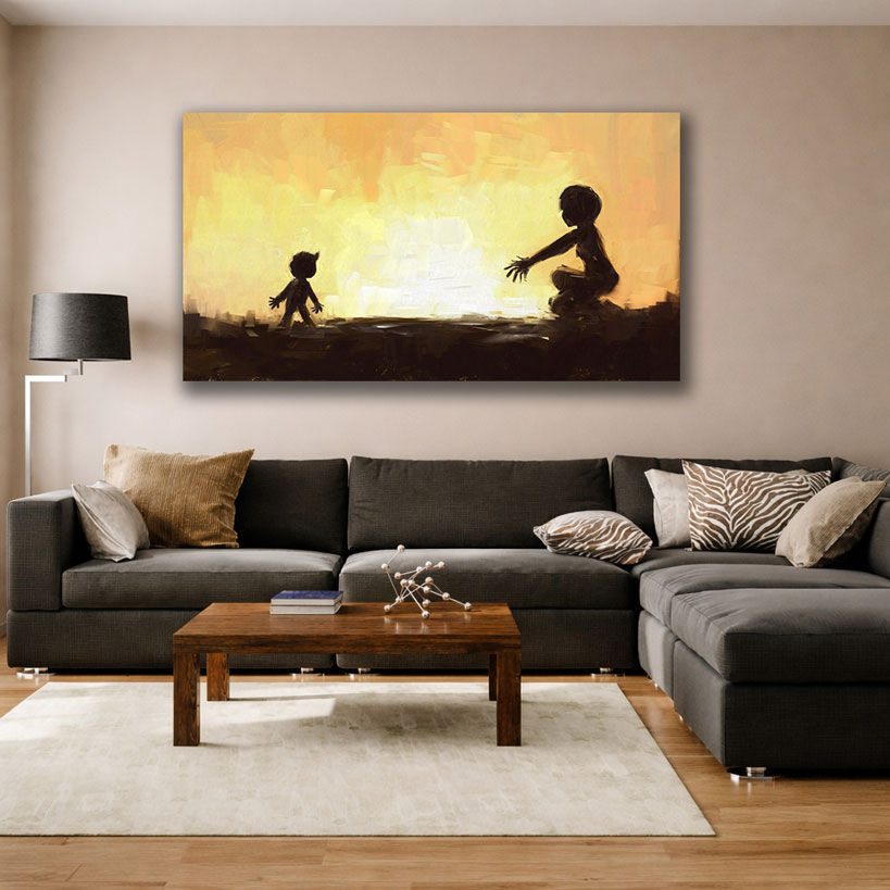 Boho Style Mother and Baby Wall Canvas