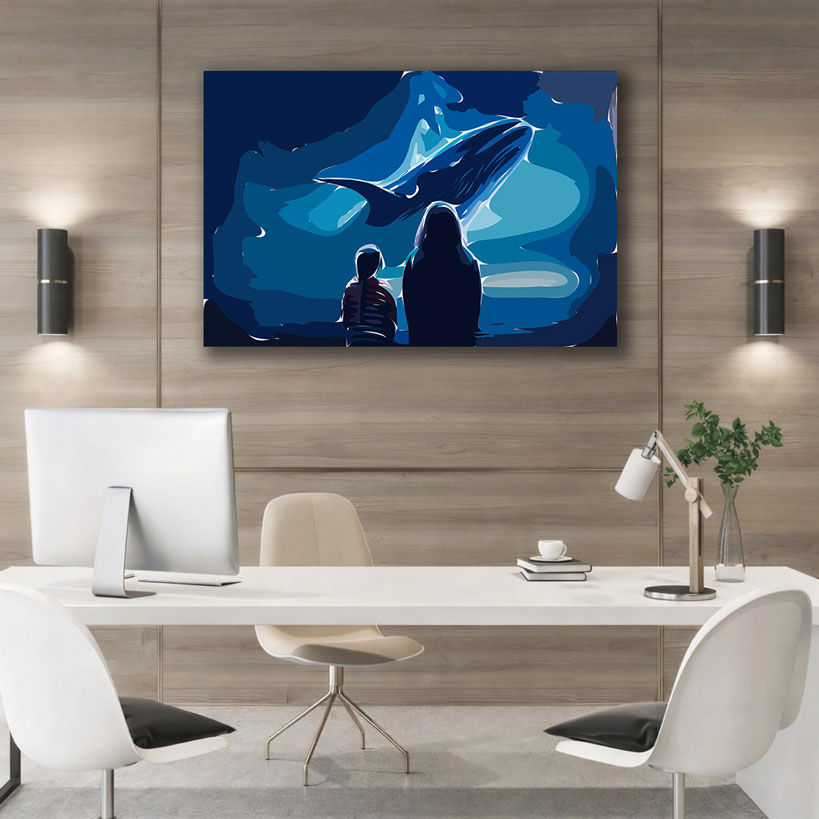 Mother and Baby Nature Silhouette Canvas Wall Art