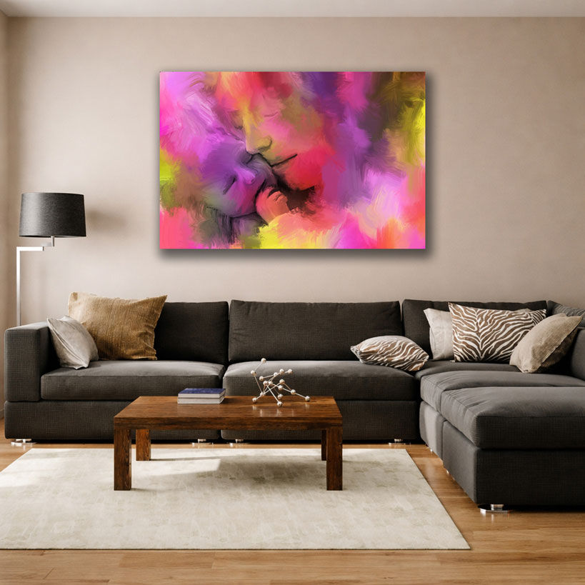 Sunset Mother and Baby Canvas Wall Art