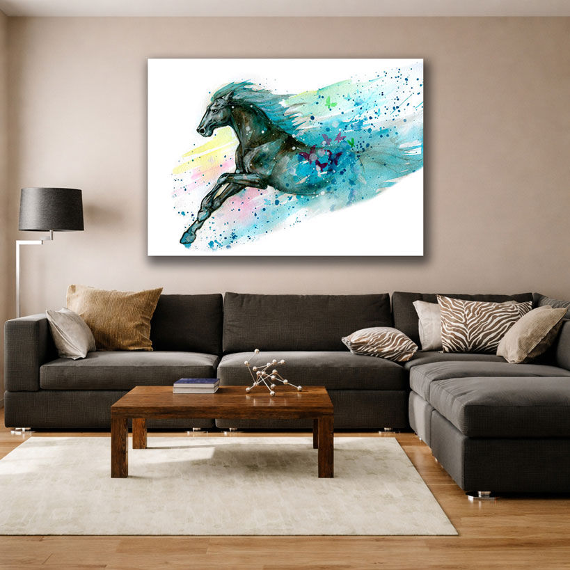 Painted Sunset Horse Big Canvas Art