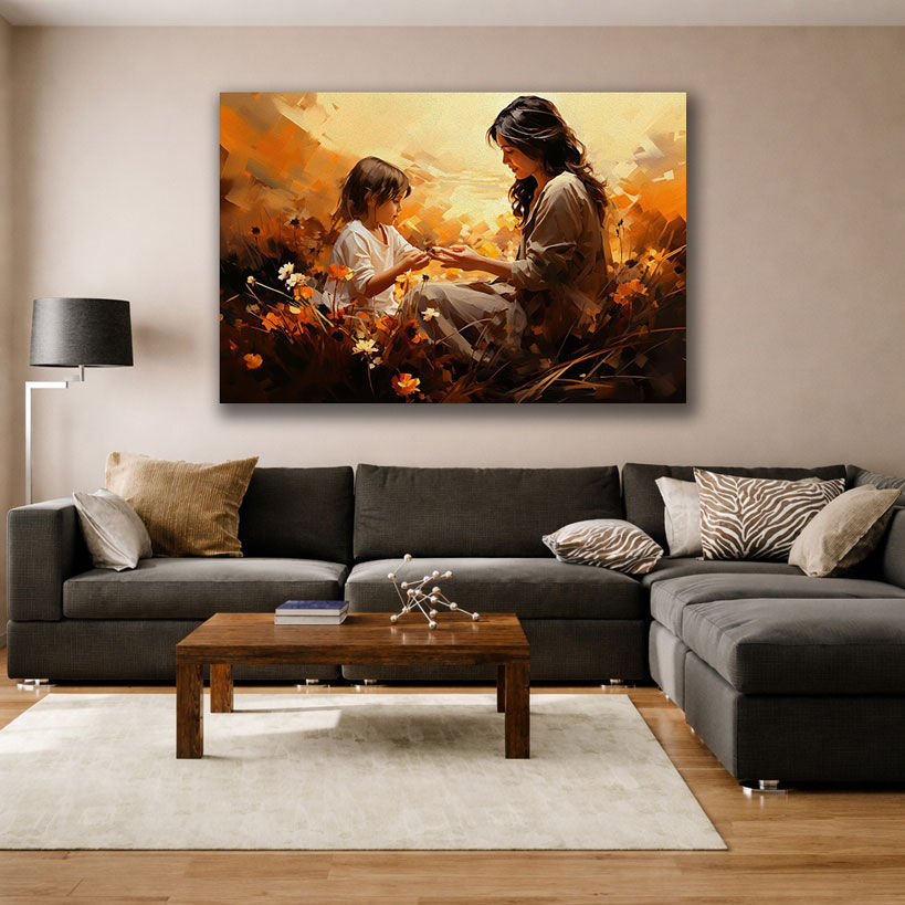Starry Night Mother and Baby Canvas Prints