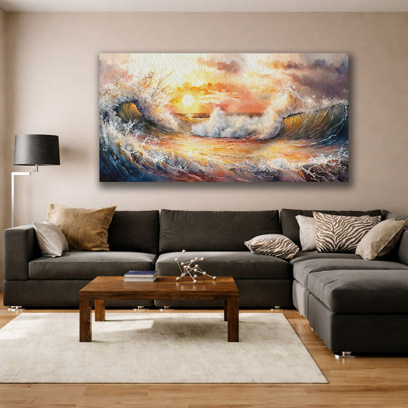 Golden Sunrise Landscape Canvas Wall Art
