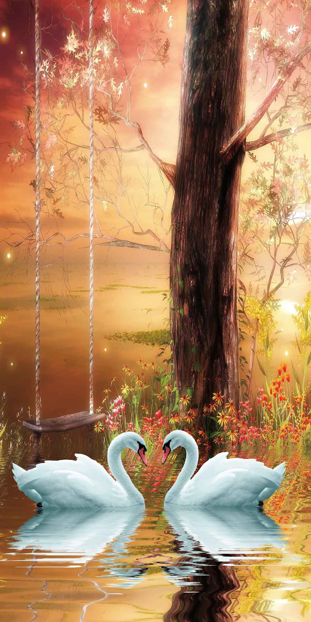 Autumn River Nature Trail Door Wallpaper close-up pattern texture