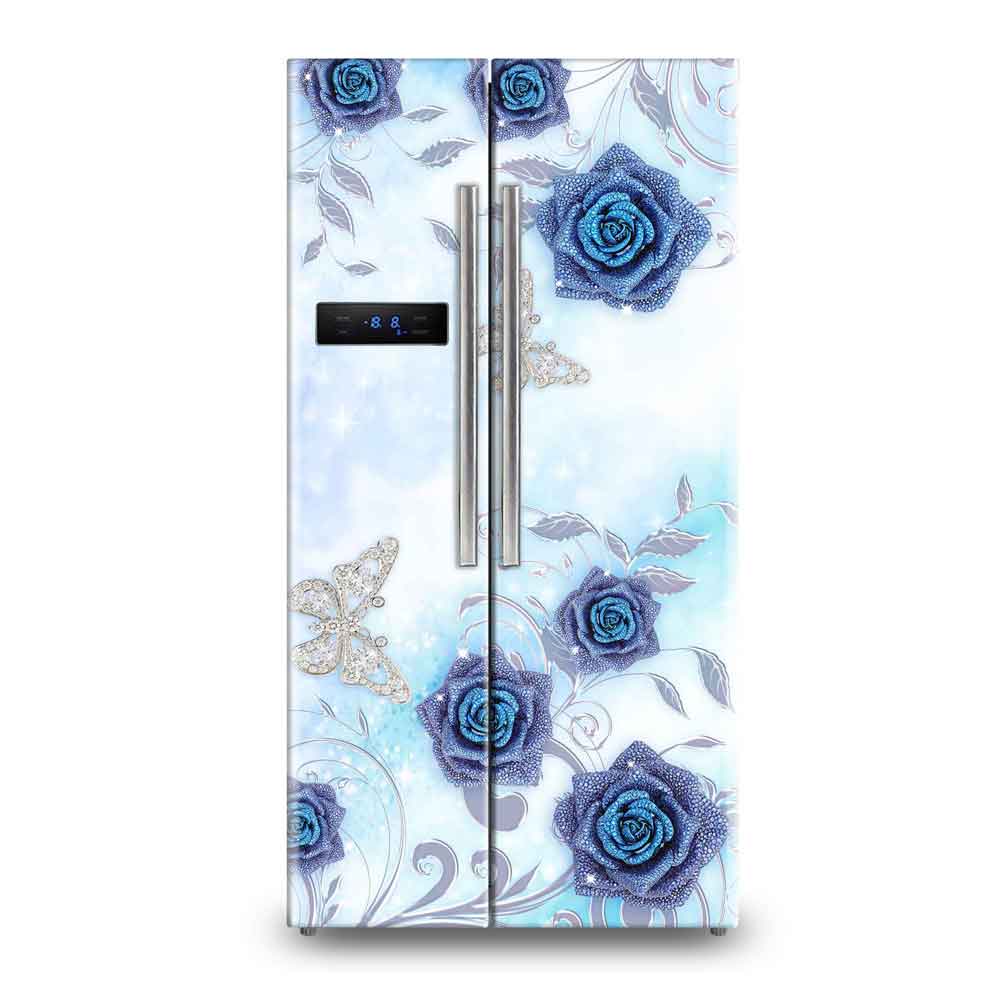 Deep Blue & Gold Agate Refrigerator Stickers | Canvas Groove