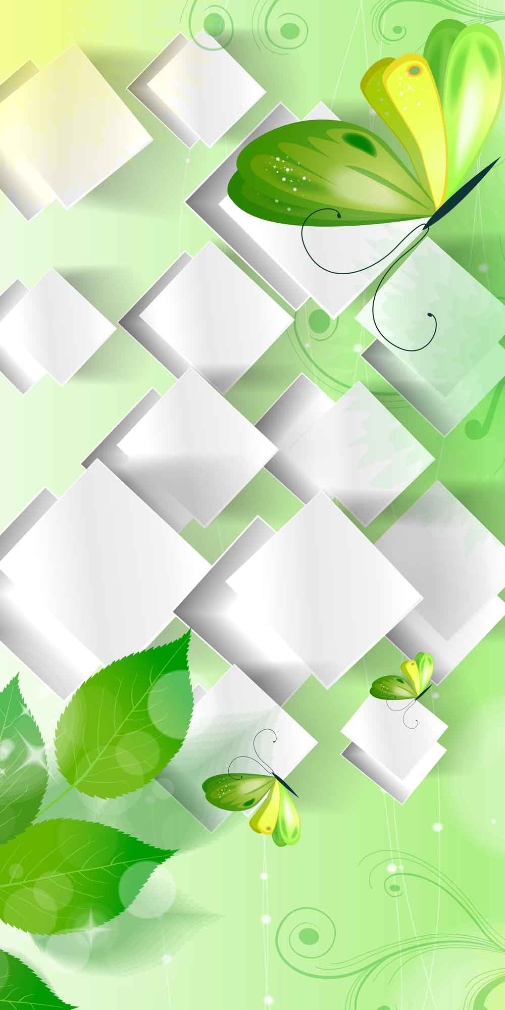 Stylized Botanical Floral Door Wallpaper close-up pattern texture