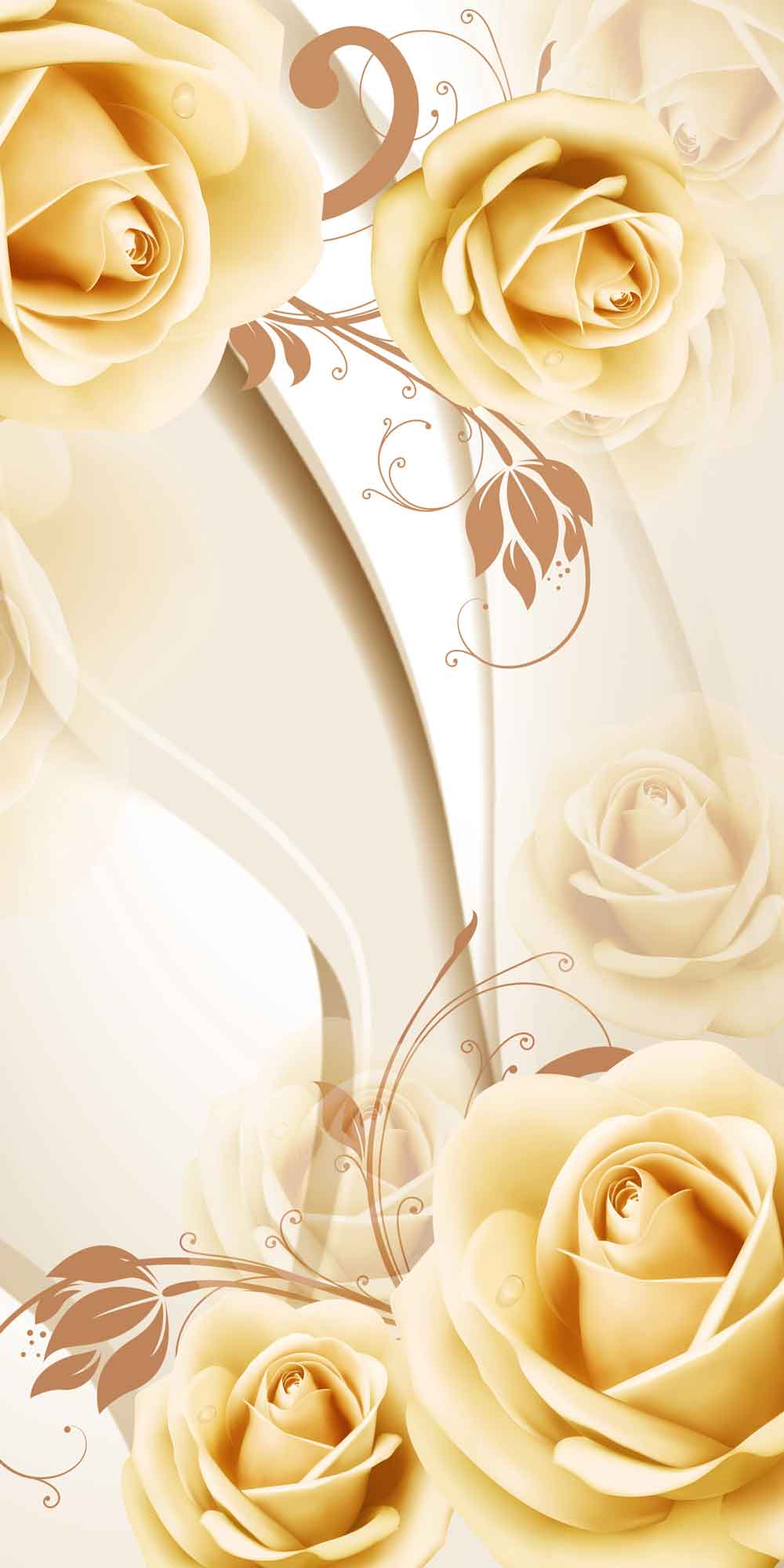Exotic Jungle Blooms Door Wallpaper close-up pattern texture