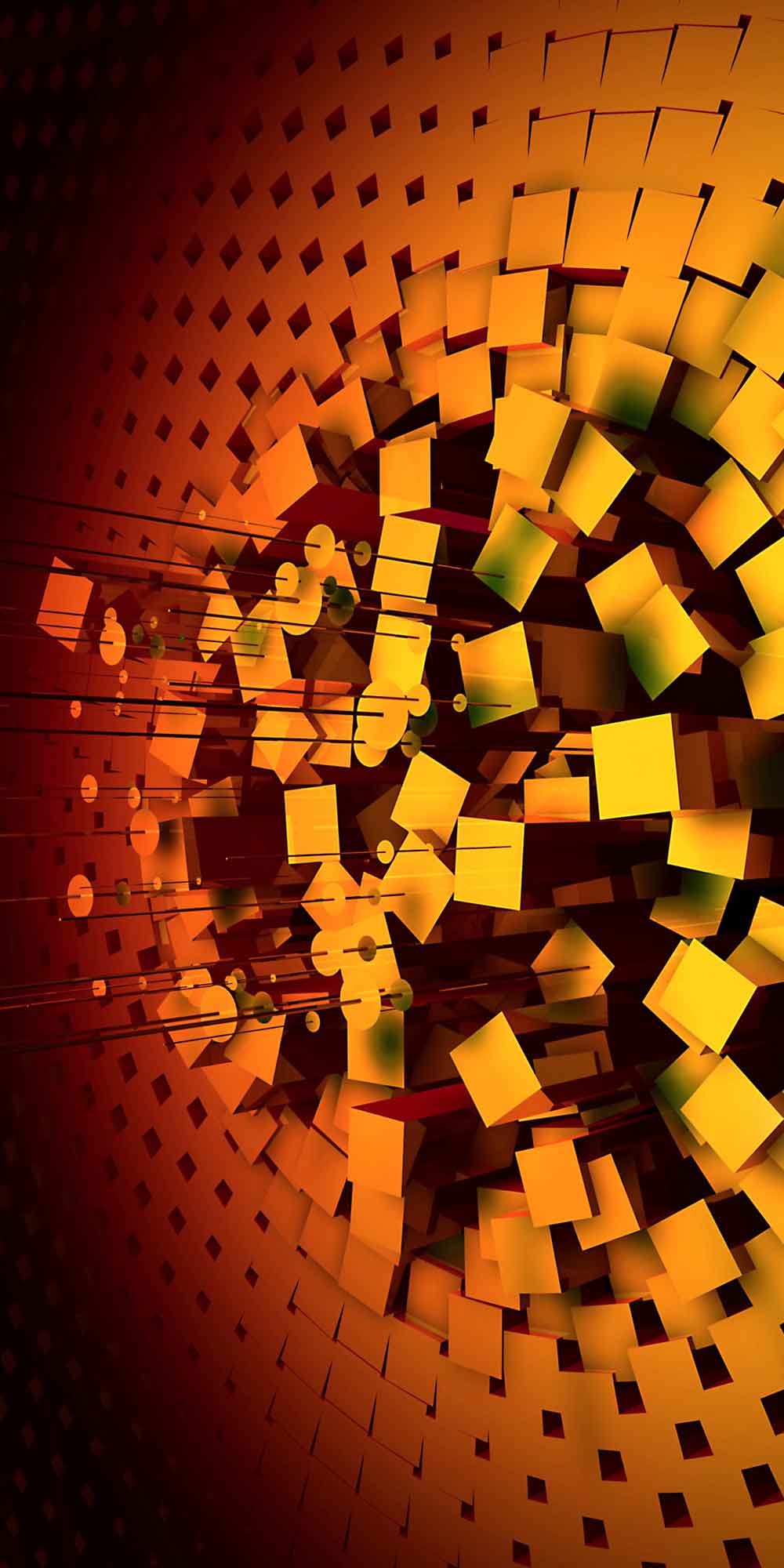 3D Golden Cube Mosaic Door Wallpaper close-up pattern texture