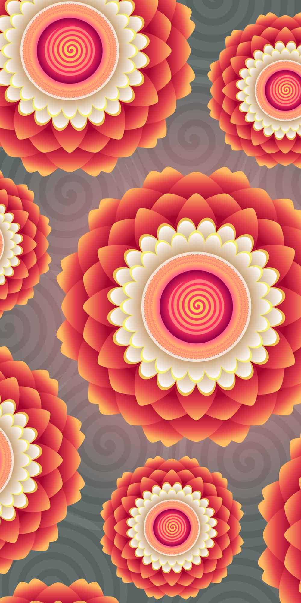Red Mandala Lotus Door Wallpaper close-up pattern texture
