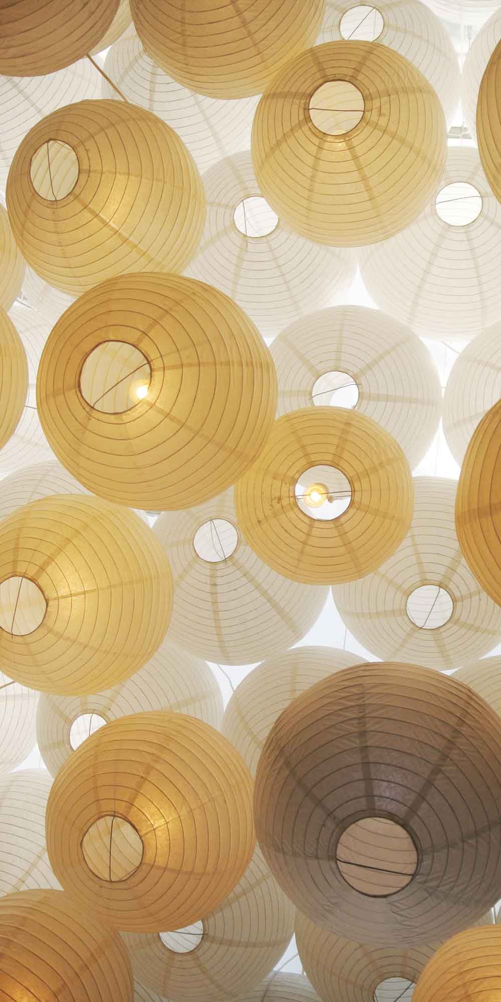 Golden Lanterns Door Wallpaper close-up pattern texture