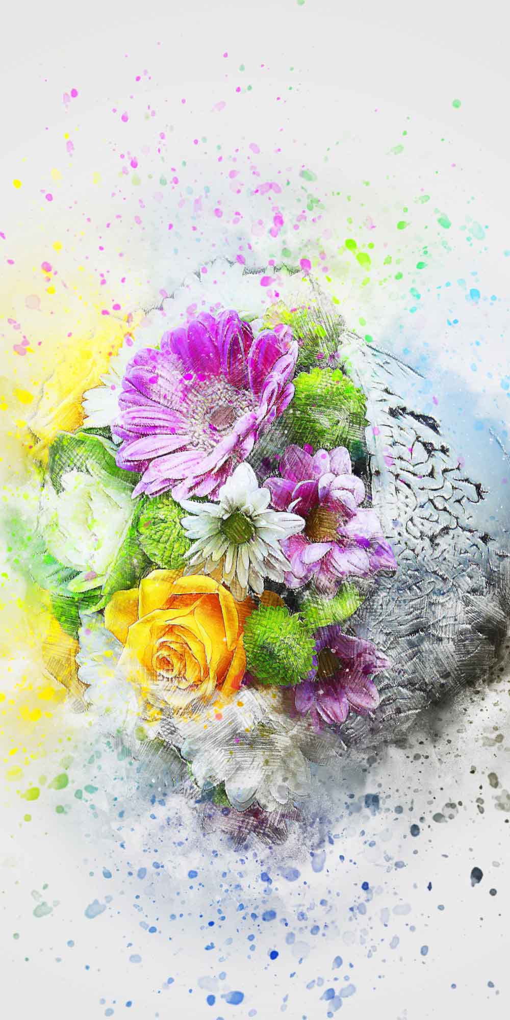 Floral Brain Art Door Wallpaper close-up pattern texture