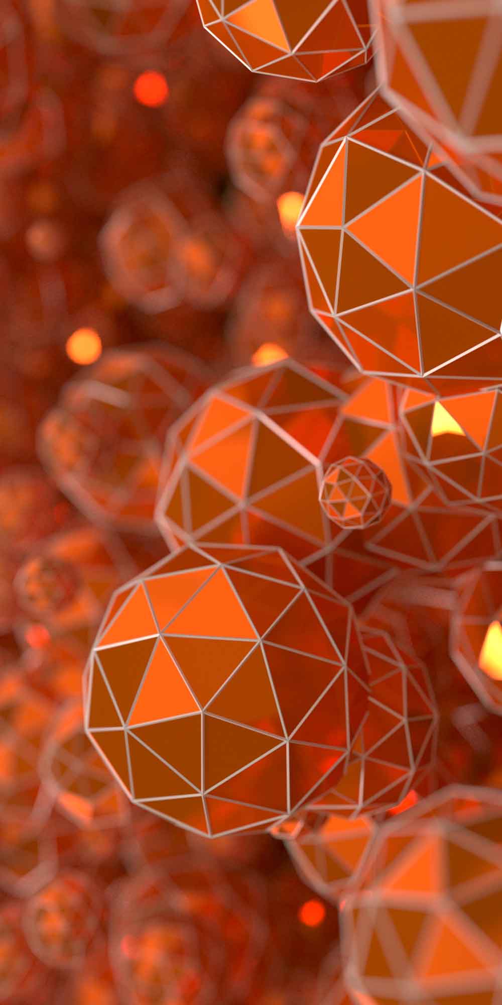3D Orange Polygon Sphere Door Wallpaper close-up pattern texture