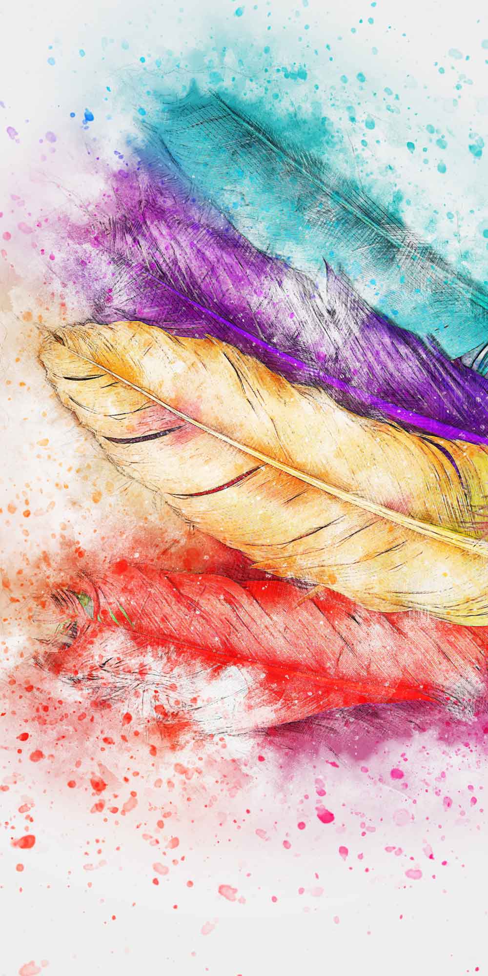 Watercolour Feathers Door Wallpaper close-up pattern texture