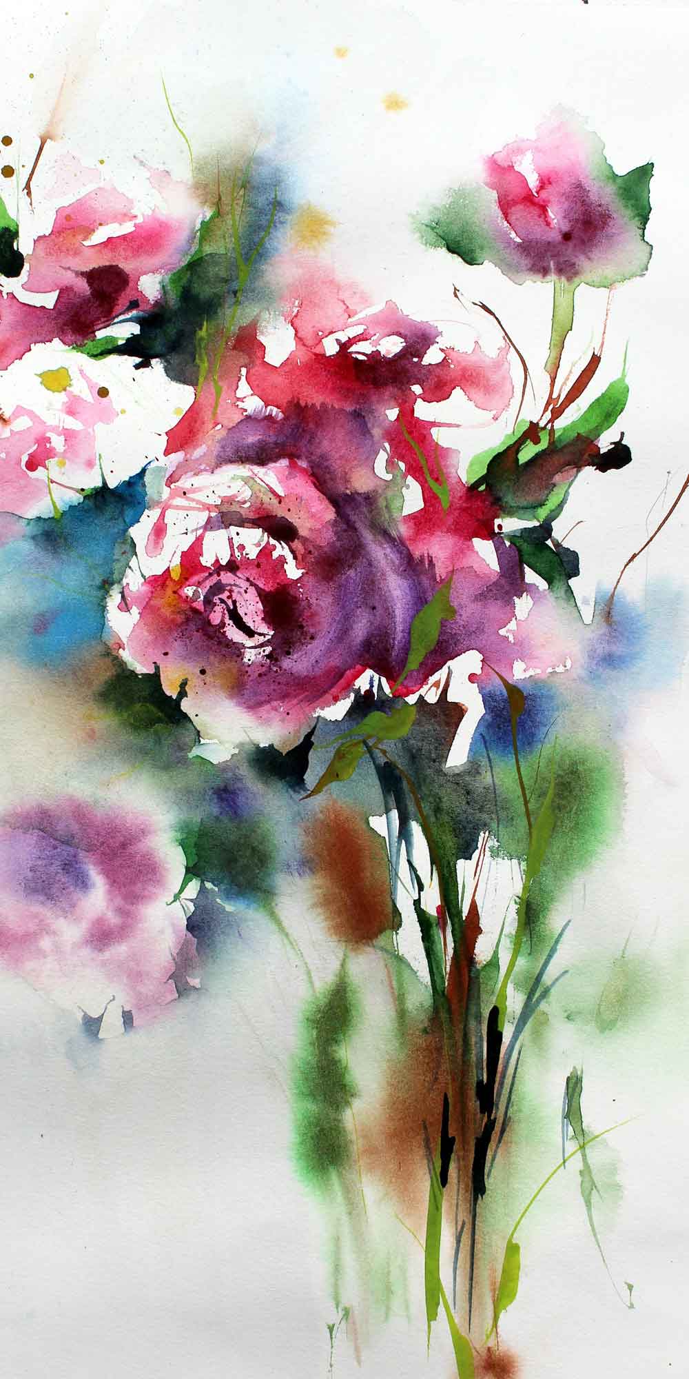 Watercolour Rose Door Wallpaper close-up pattern texture