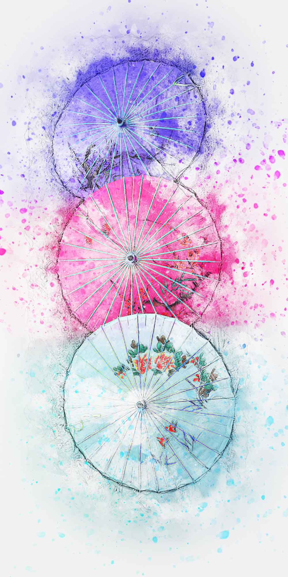 Watercolour Parasol Door Wallpaper close-up pattern texture