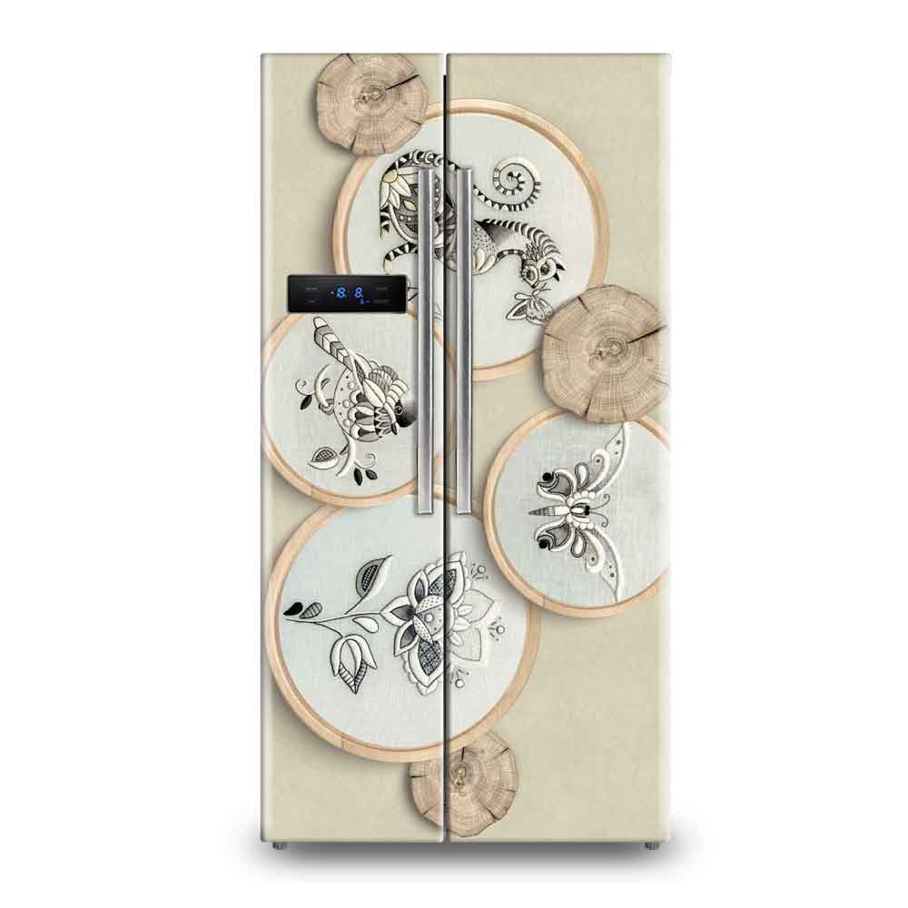 Wooden Log Fridge Wallpaper Sticker | Canvas Groove