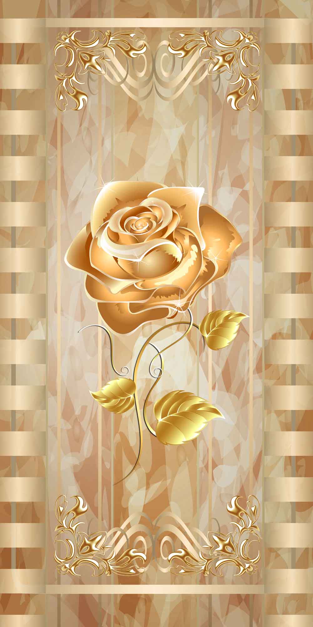 Tropical Waterfall Koi Fish Lotus Door Wallpaper close-up pattern texture
