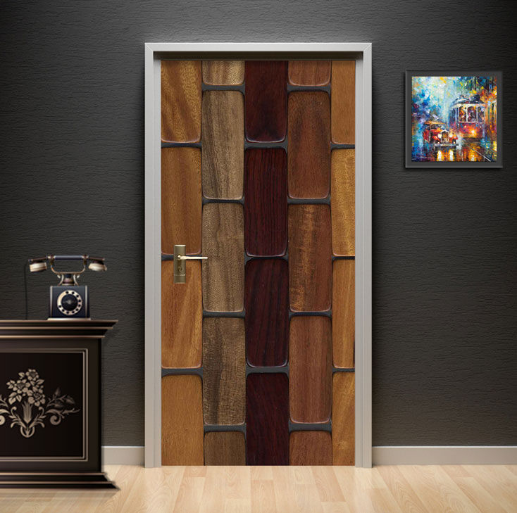 Jungle Rope Suspension Bridge Door Wallpaper installed on a study door