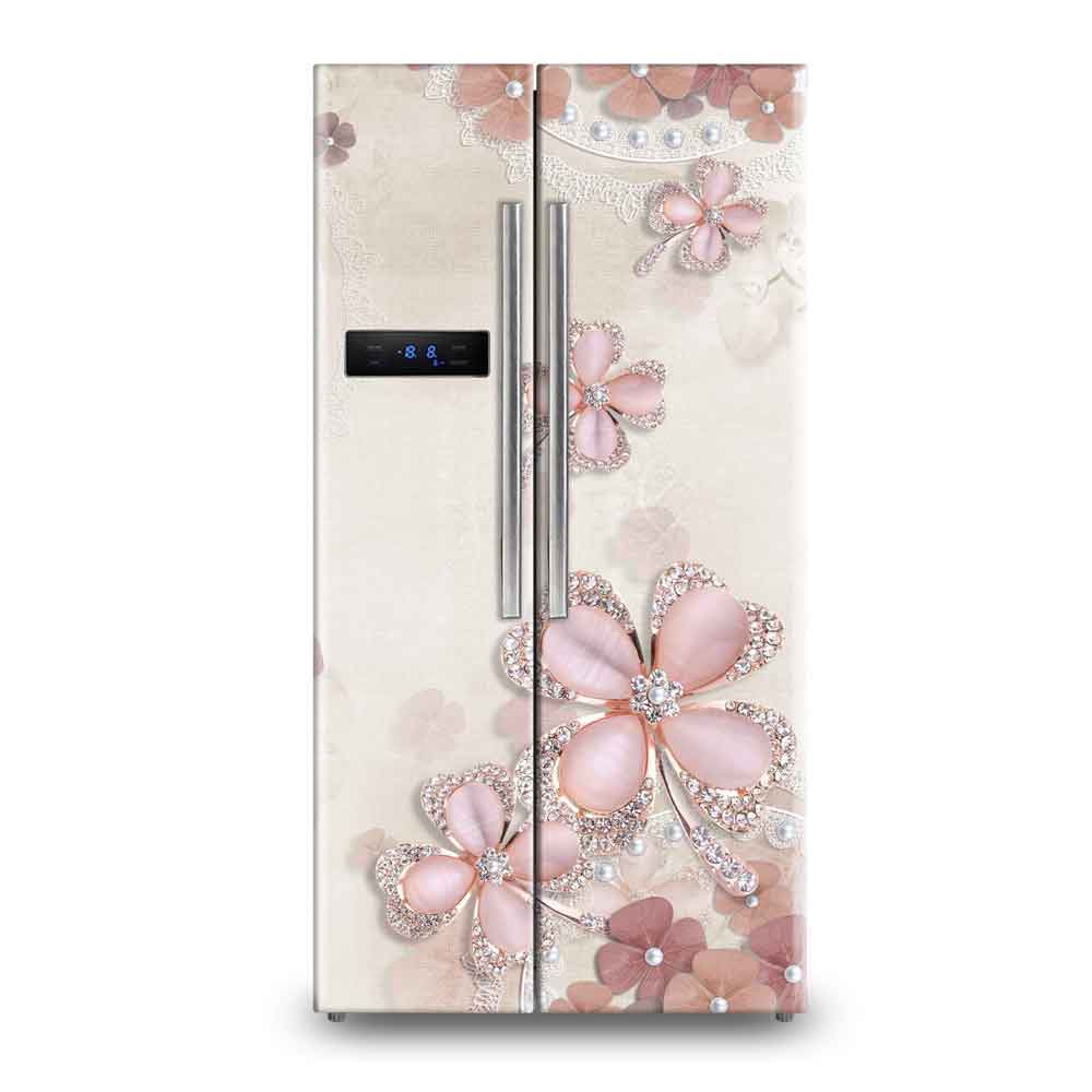 Pearl Floral Refrigerator Decals — Modern Fridge Wallpaper Wrap