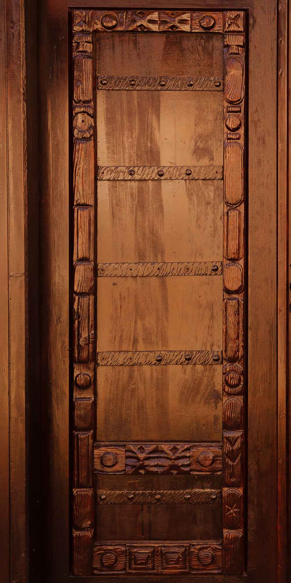 Rustic Blue Painted Wooden Door Wallpaper close-up pattern texture