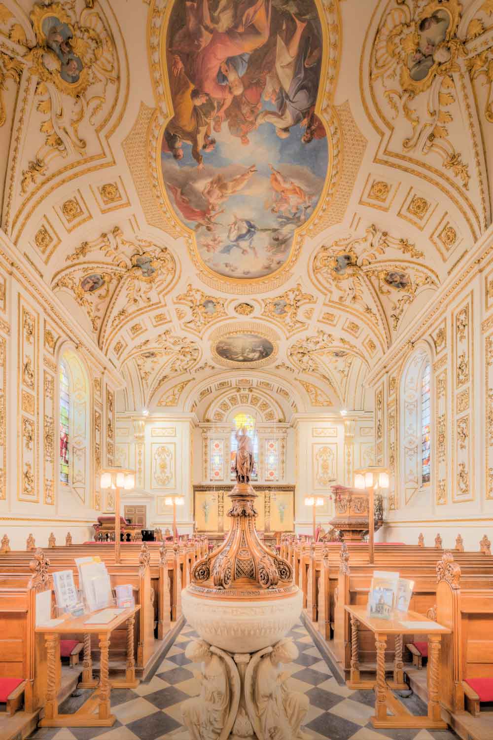 Baroque Cathedral Chapel Interior Door Wallpaper close-up pattern texture