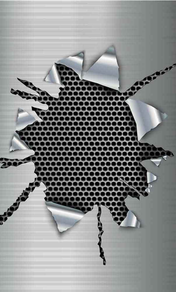 Broken Steel Panel Hexagonal Mesh 3D Door Wallpaper close-up pattern texture