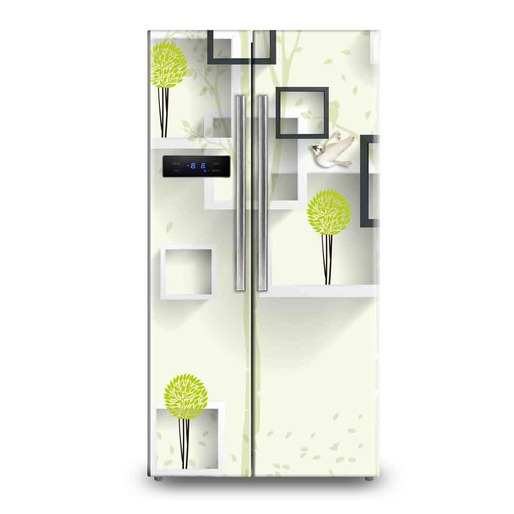 Canvas Groove Tropical Botanical Leaves Fridge Wallpaper | Nature Refrigerator Stickers