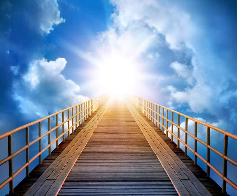 Celestial Bridge to Heaven Sunlit Sky Door Wallpaper close-up pattern texture