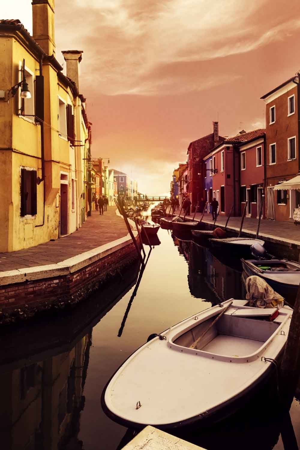 Venice Canal Burano Sunset Door Wallpaper close-up pattern texture