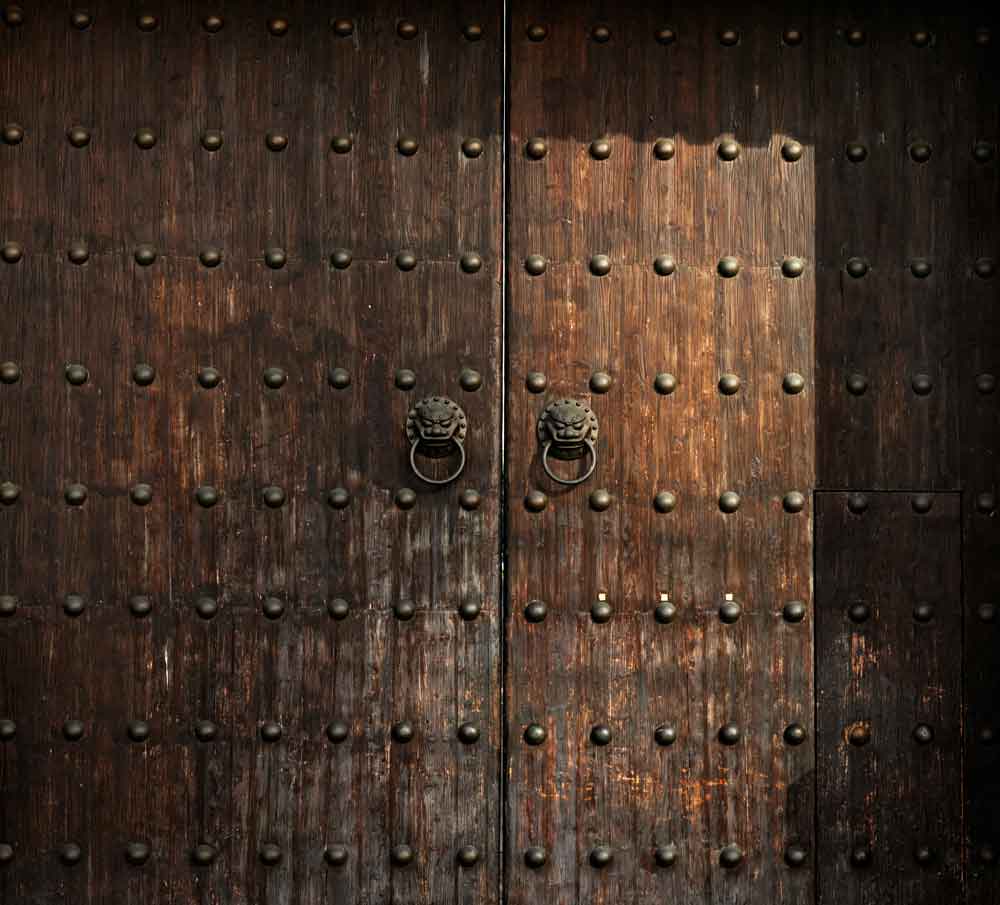 Ancient Chinese Temple Door Wallpaper close-up pattern texture