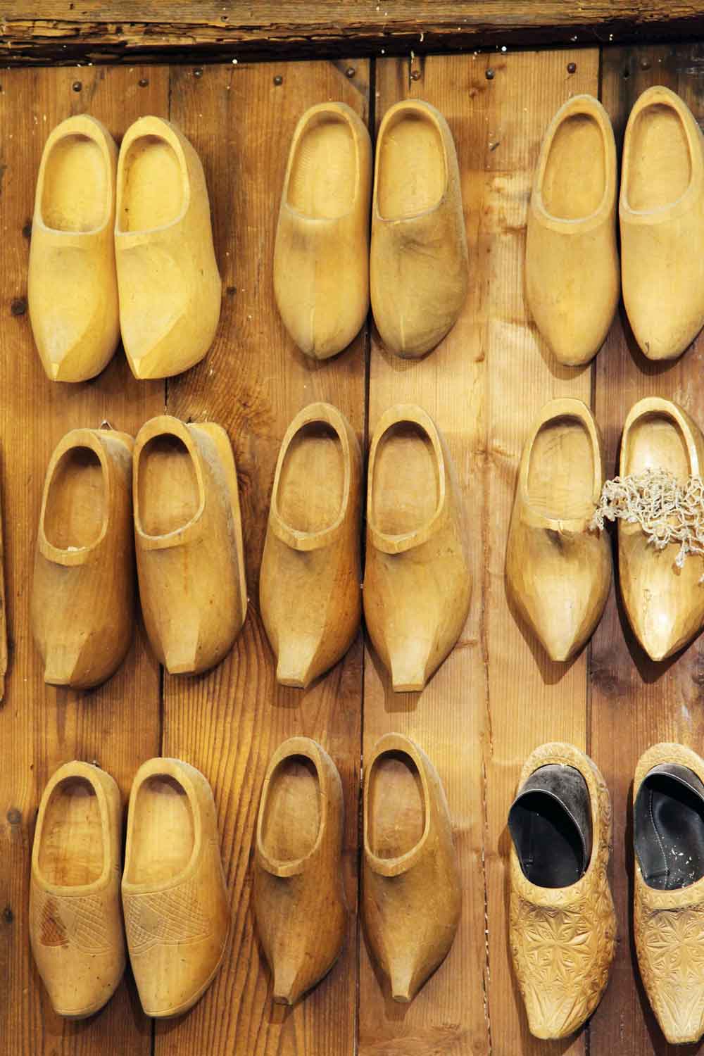 Dutch Wooden Clogs Collection Door Wallpaper close-up pattern texture