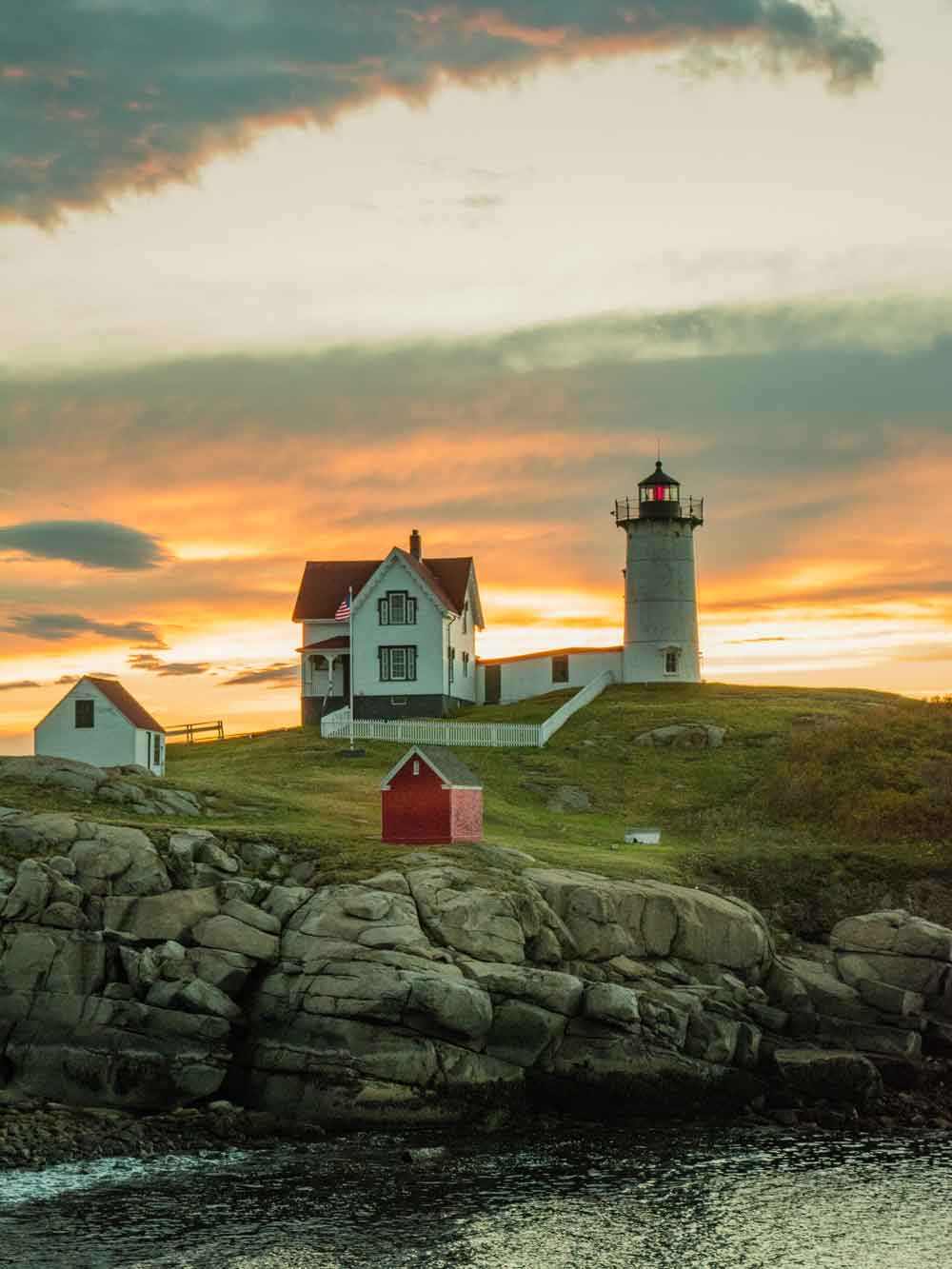 Nubble Lighthouse Sunset Coastal Door Wallpaper close-up pattern texture