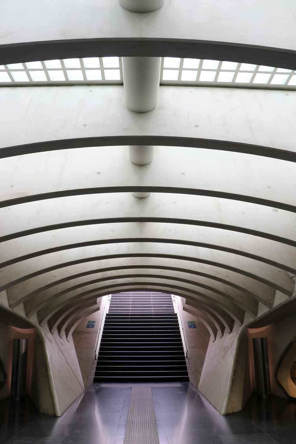 Modern Architectural Tunnel and Staircase Door Wallpaper close-up pattern texture