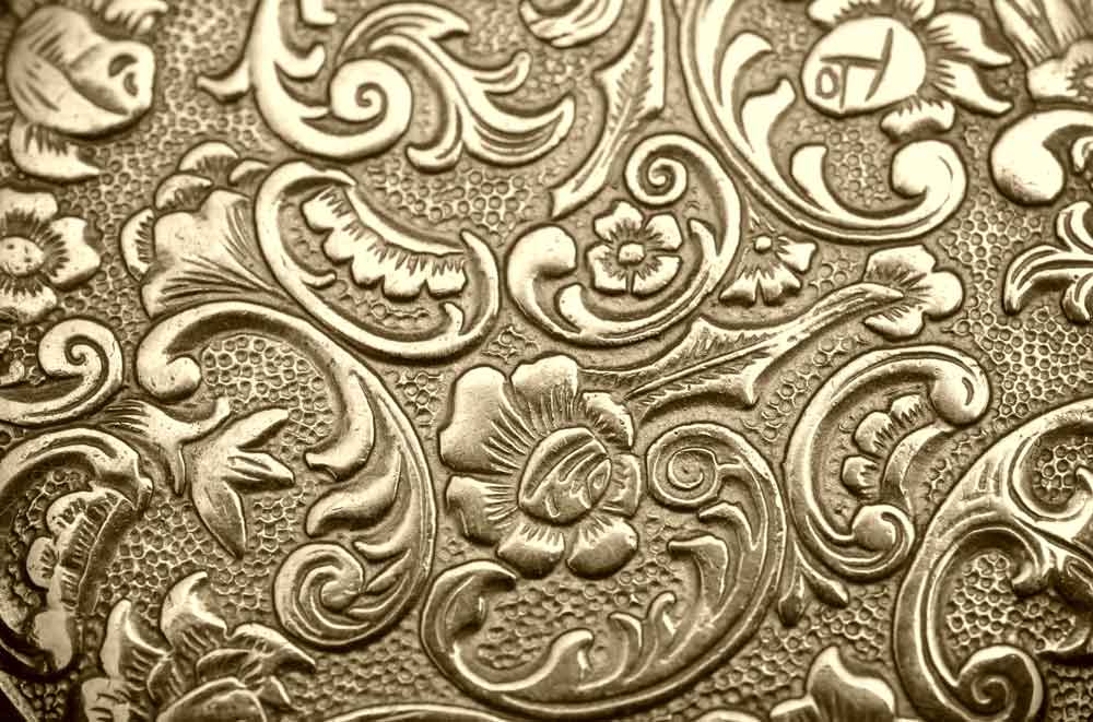 Gold Baroque Floral Embossed Texture Door Wallpaper close-up pattern texture