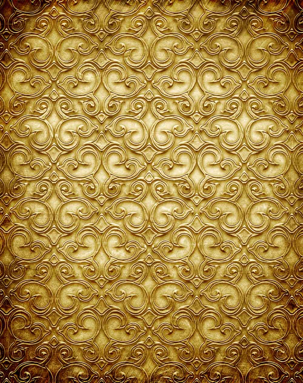 Golden Damask Ornamental Pattern Door Wallpaper close-up pattern texture