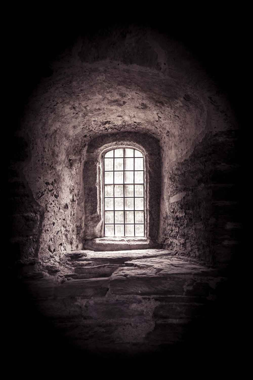 Ancient Stone Dungeon Window Door Wallpaper close-up pattern texture