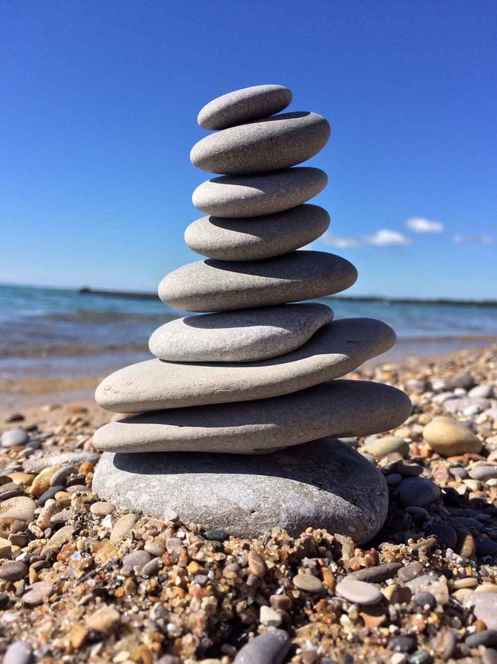 Zen Stacked Stones Beach Door Wallpaper close-up pattern texture
