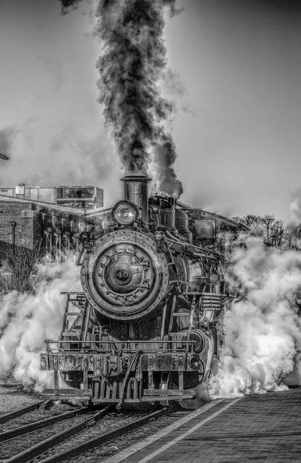 Black and White Vintage Locomotive Door Wallpaper close-up pattern texture
