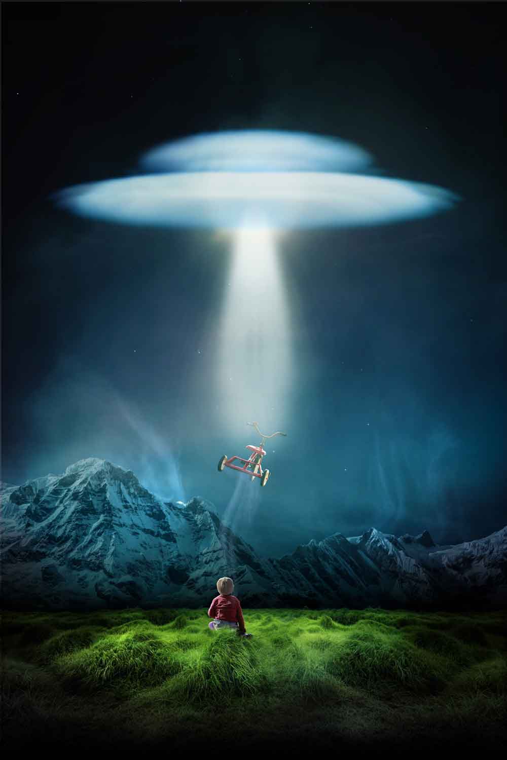 UFO Alien Abduction Sci-Fi Door Wallpaper close-up pattern texture