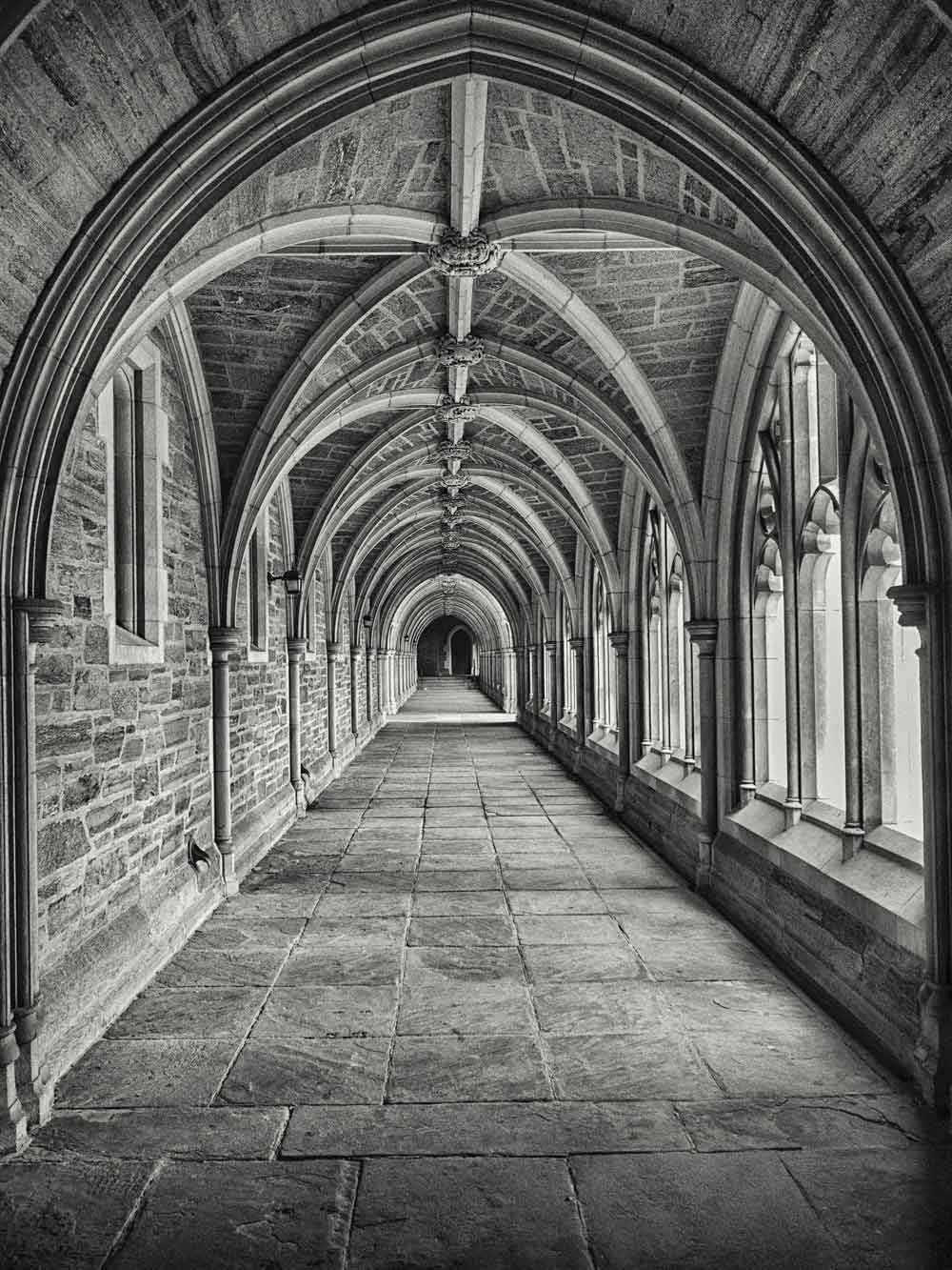Gothic Cathedral Archway Corridor Door Wallpaper close-up pattern texture