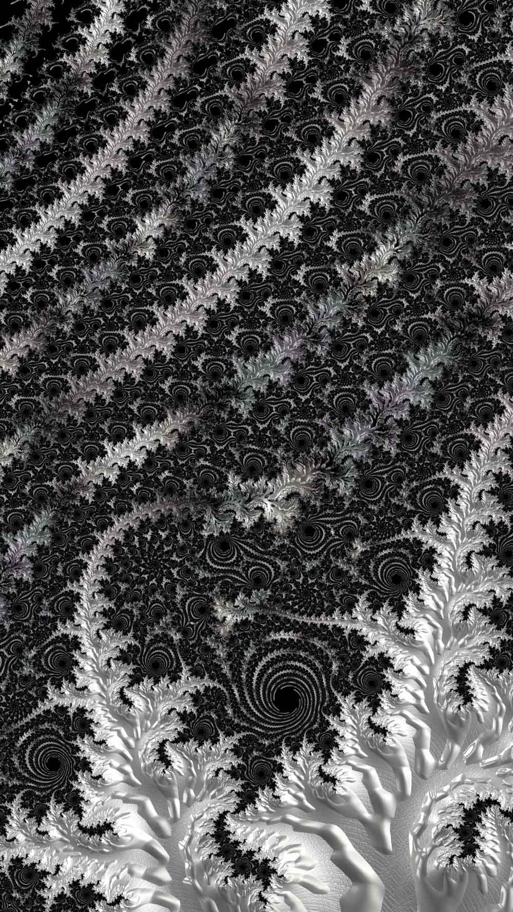 Black Silver Fractal Abstract Door Wallpaper close-up pattern texture