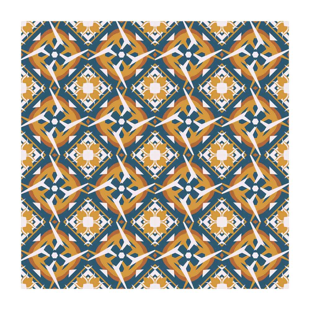 Teal Gold Geometric Tile Door Wallpaper close-up pattern texture